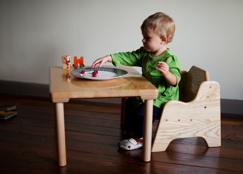 Hardwood Infant/Toddler "Weaning" Table and Chair
